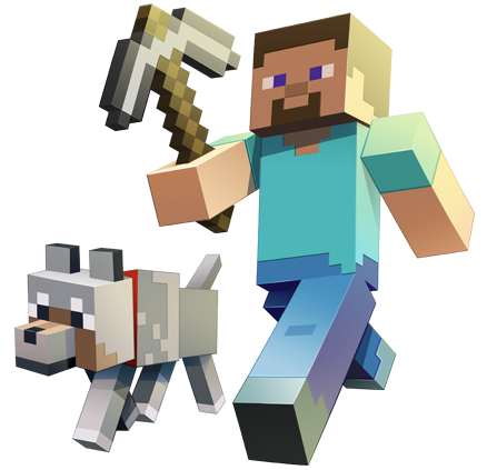 Minecraft Steve with dog